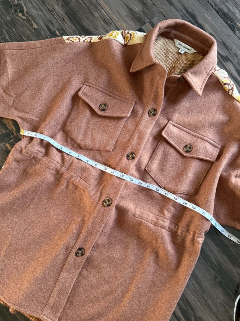 NEW Davi & Dani Jacket Button Front Drawstring Waist Front Chest Pockets Boho - Picture 15 of 16